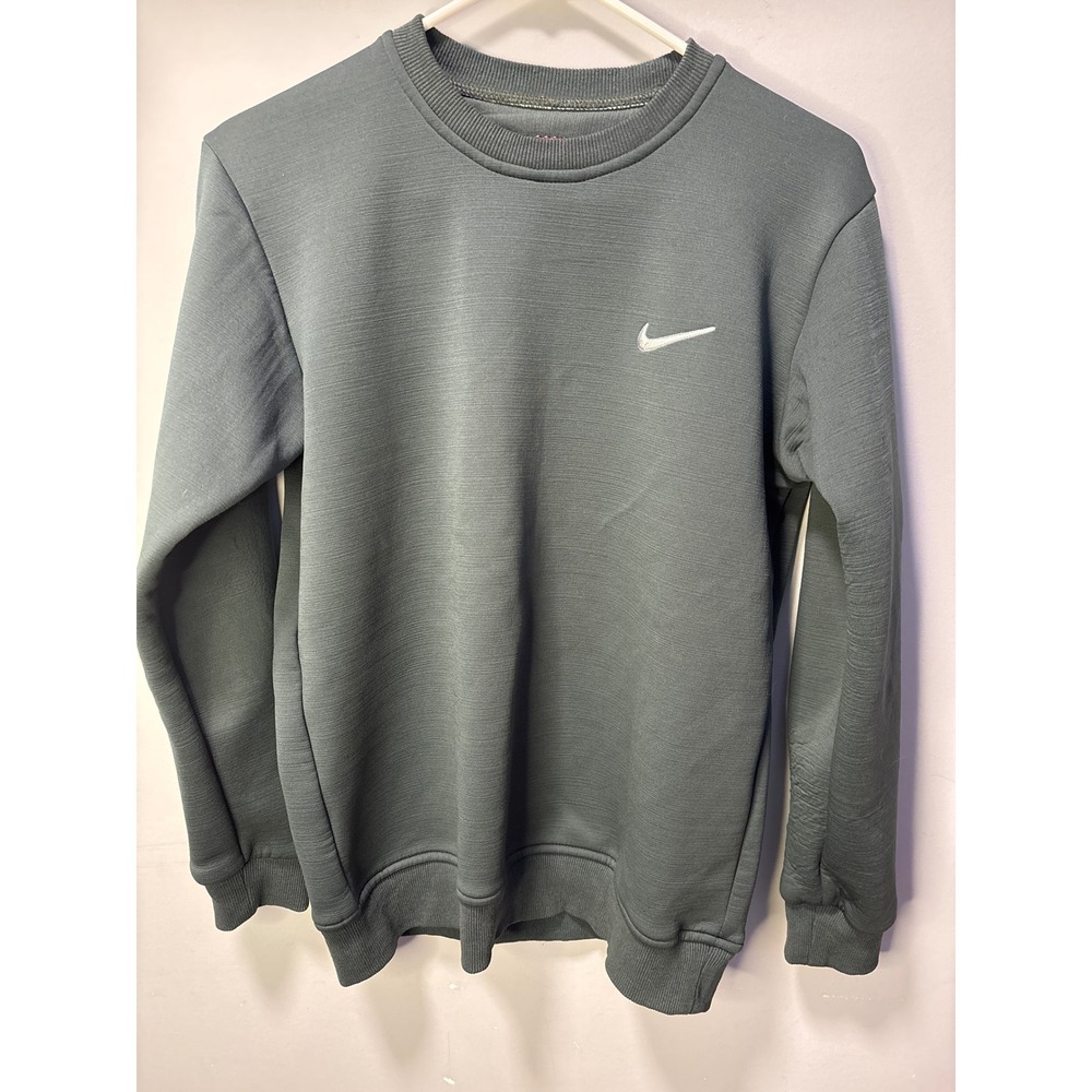 Vintage Nike Sport Plush Crewneck Sweatshirt Green Grey Textured Pullover Size L